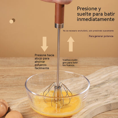 26€【 Conjunto de 2 piezas】Batidor de huevos semiautomático de acero inoxidable
