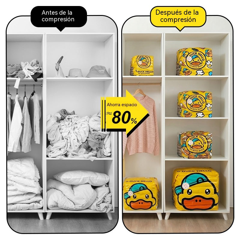 🧳【Juego de 5 piezas】💨 Bolsa de almacenamiento al vacío grande y compresible: no requiere bomba, es a prueba de fugas e ideal para ahorrar espacio en maletas y en casa ✈️