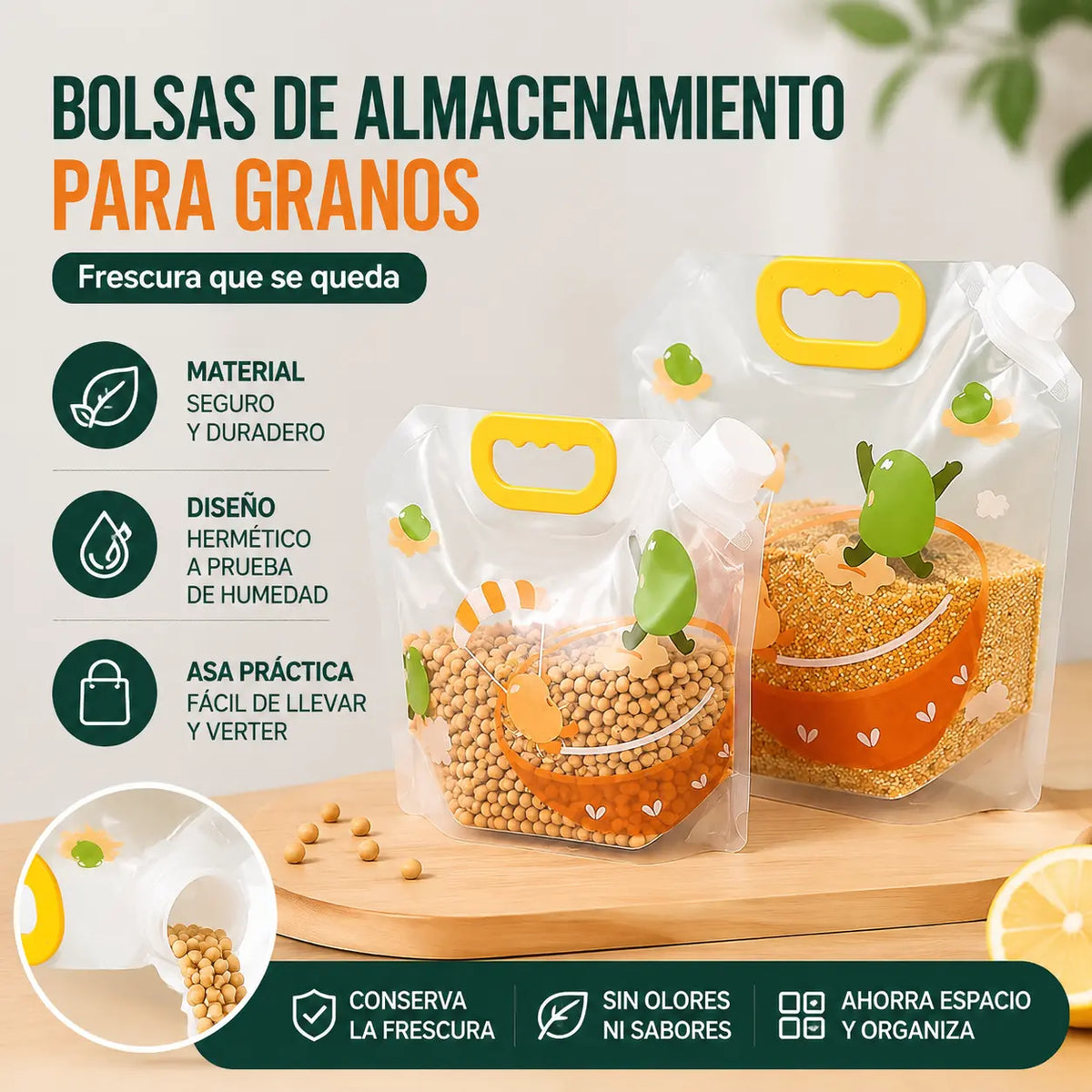 📢📢 ¡50% de descuento! Set de 6 piezas (con embudo) ⏰ Bolsas multiusos para almacenar alimentos, a prueba de insectos y humedad.