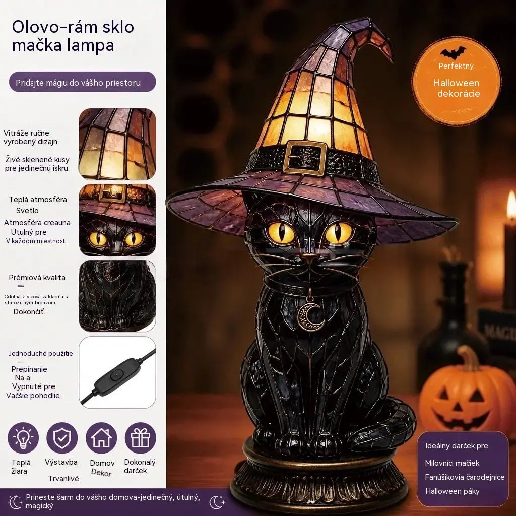 🧙‍♀️✨Lampa s čarodejníckym klobúkom, živicová dekorácia, dekorácia na stôl, stolová lampa
