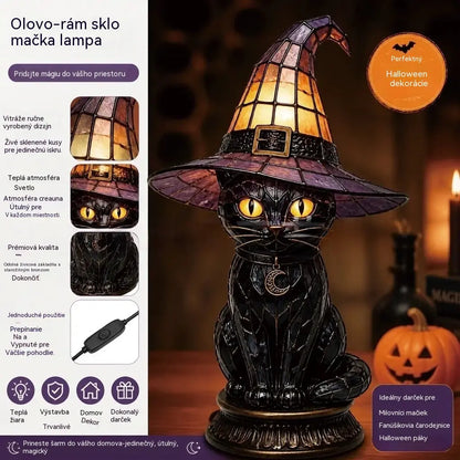 🧙‍♀️✨Lampa s čarodejníckym klobúkom, živicová dekorácia, dekorácia na stôl, stolová lampa