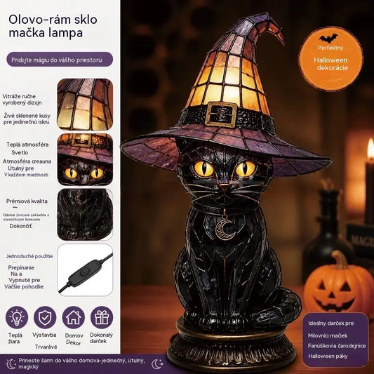 🧙‍♀️✨Lampa s čarodejníckym klobúkom, živicová dekorácia, dekorácia na stôl, stolová lampa