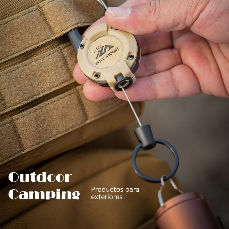 🏆Llavero con mosquetón plegable🎣 – cordón de acero de 65 cm, soporte para identificación resistente, accesorio EDC ligero, adecuado para llaves, identificación y actividades al aire libre.