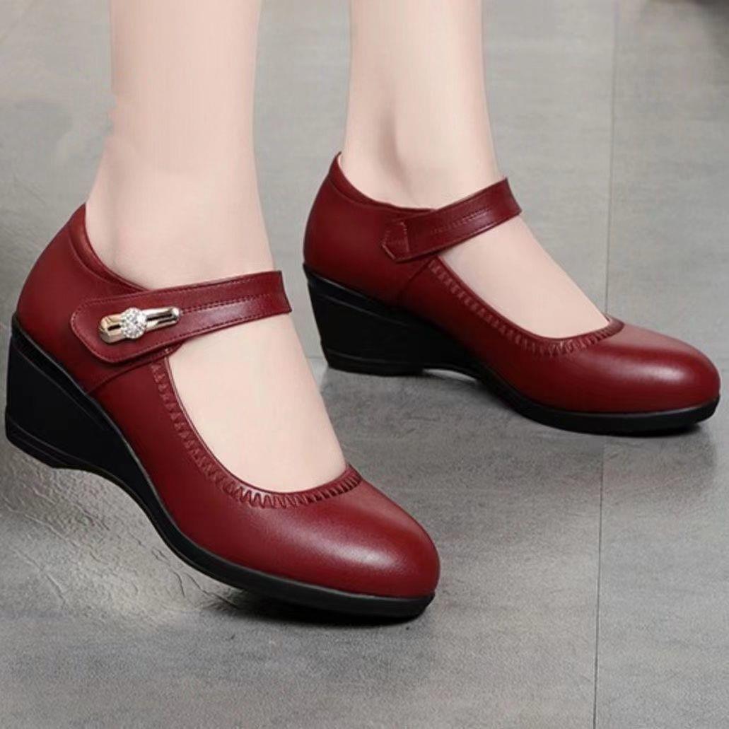 【35-41】Miękkie skórzane buty na obcasie z miękką podeszwą