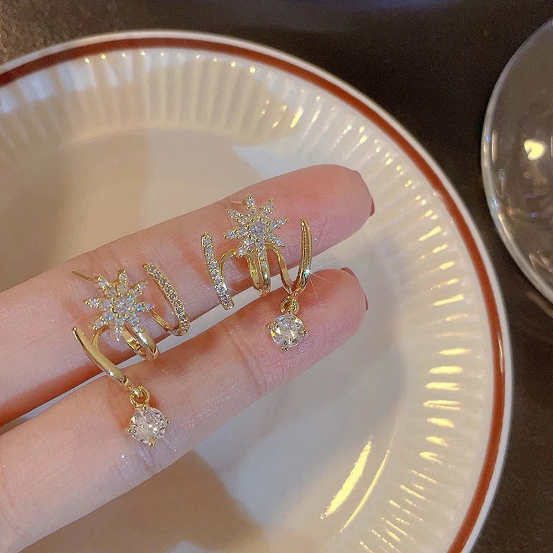 【¡Compra 1 par y llévate 1 gratis! 】😆😆2 pares de pendientes 24 euros.⚡Pendientes de garra brillantes (estilo femenino)