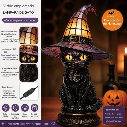 🧙‍♀️✨Boszorkánykalap alakú lámpa, kézzel készült műgyanta dísz, íróasztali dísz, asztali lámpa