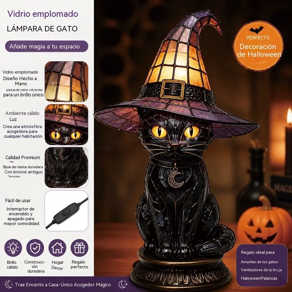 🧙‍♀️✨Boszorkánykalap alakú lámpa, kézzel készült műgyanta dísz, íróasztali dísz, asztali lámpa