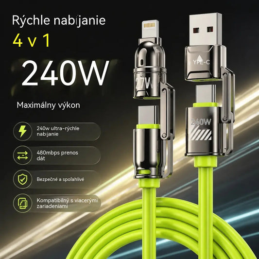 🔥Kúpte 1 kus a získajte 1 zadarmo (2 kusy) 🔥240W kábel na rýchle nabíjanie 4 v 1 (dĺžka 2 metre)⚡📱