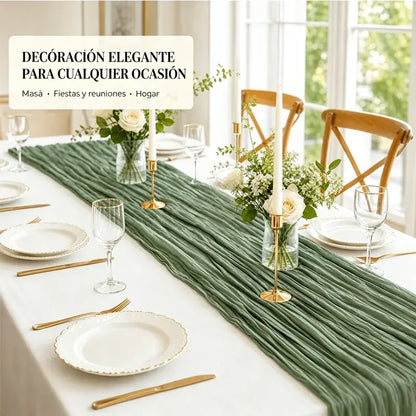 【2 piezas 27€】Camino de mesa de gasa estilo bohemio, camino de mesa romántico y transparente para bodas, despedidas de soltera, baby showers y fiestas de cumpleaños.