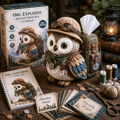Kit de costura para hacer una caja de pañuelos acolchada con forma de búho
