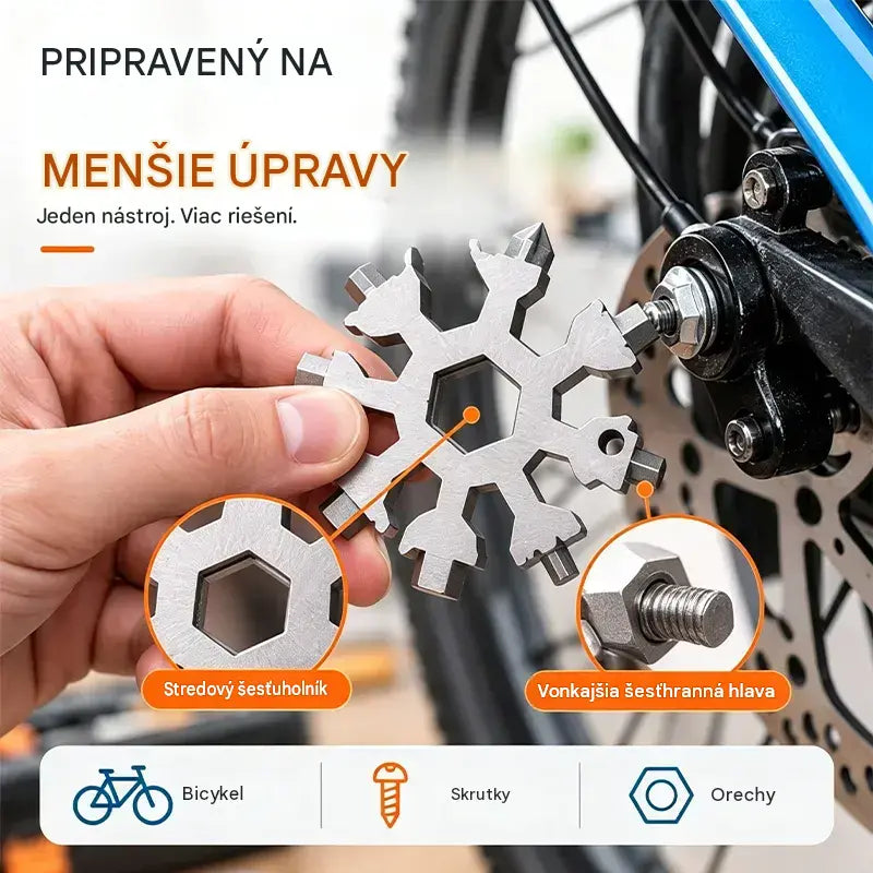 【4 kusy 21 €】❄️Prenosný multifunkčný kľúč Viral 18 v 1 Snowflake z nehrdzavejúcej ocele