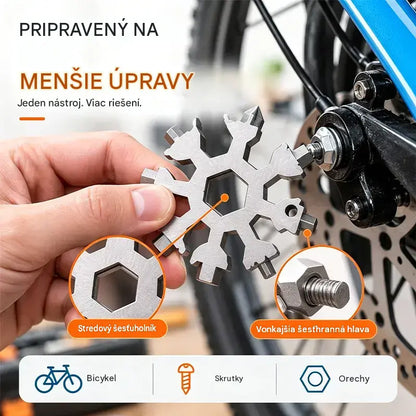 【4 kusy 21 €】❄️Prenosný multifunkčný kľúč Viral 18 v 1 Snowflake z nehrdzavejúcej ocele