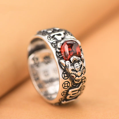 🔥🔥【Compra 1 y llévate 1 gratis】2 artículos 24€💖Anillo de plata 999, estilo retro unisex con amuleto de la suerte Pixiu, fuerte y de moda.