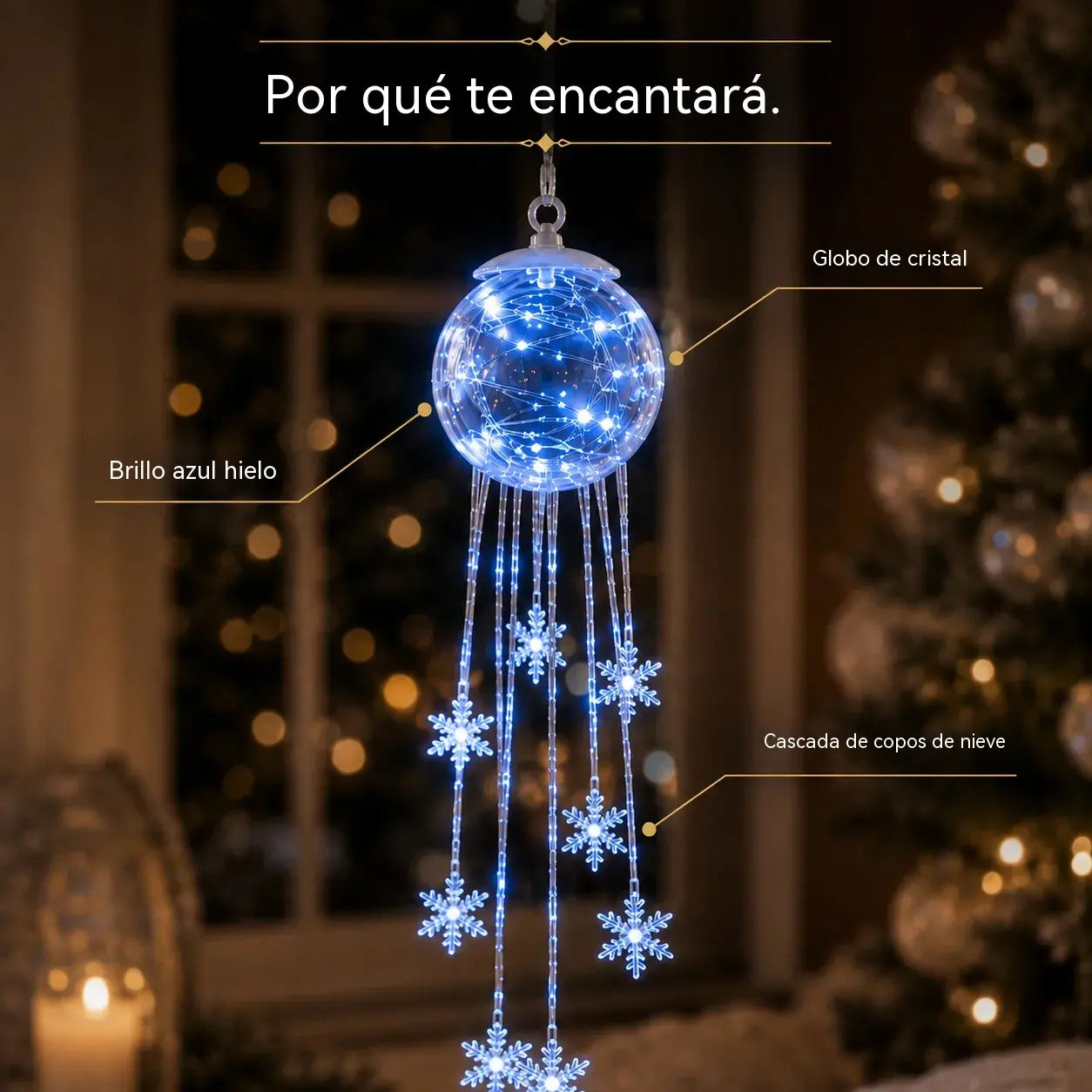 ⏳ Último día del 49% de descuento – ❄️ Adorno Crystal Sparkling™ | Diseño de bola de cristal, copos de nieve en capas, luces LED azul hielo de ensueño, perfecto para árboles de Navidad, ventanas y acogedoras decoraciones invernales 💎