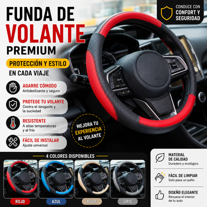 🔥Funda de volante de cuero genuino - Funda universal para volante de coche, antideslizante, duradera🔥
