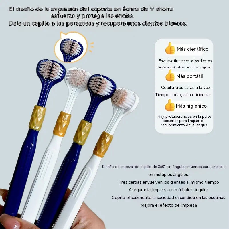Cepillo de dientes de tres caras con cerdas suaves
