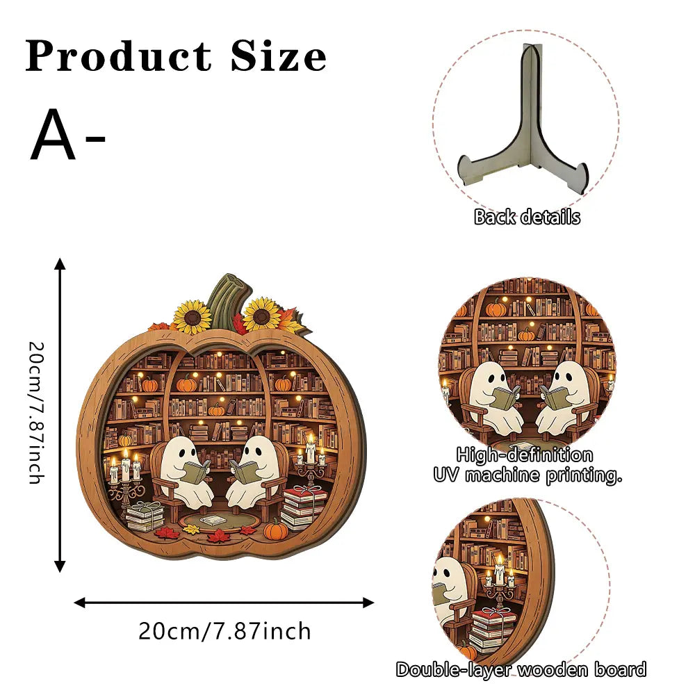 🔥¡Hasta agotar existencias, 50% de descuento! 🎉 Adorno de escritorio de calabaza de madera para Halloween