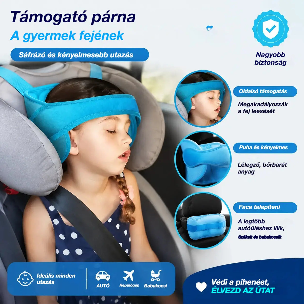 🚗 Vásárolj most 50% kedvezménnyel! 😴 Autós fejtámla alváshoz: állítható, puha és megtámasztja a fejed, így megakadályozza, hogy előrebukjon, és kényelmesen szunyókálhatsz utazás közben. 🛌