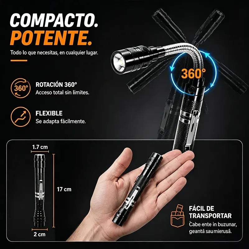 🔦🧲Linterna telescópica magnética multifuncional: extensible, cuello de cisne de 360°, súper brillante 🛠️