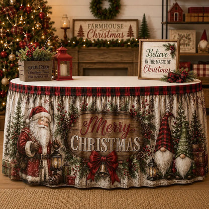 【210cm*75cm】 Mantel con estampado de Santa Claus y renos para fiestas navideñas