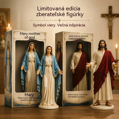 Zberateľské figúrky v limitovanej edícii v mierke 1:6 – Ježiš Kristus a Panna Mária, sošky z prémiovej živice, náboženský darček