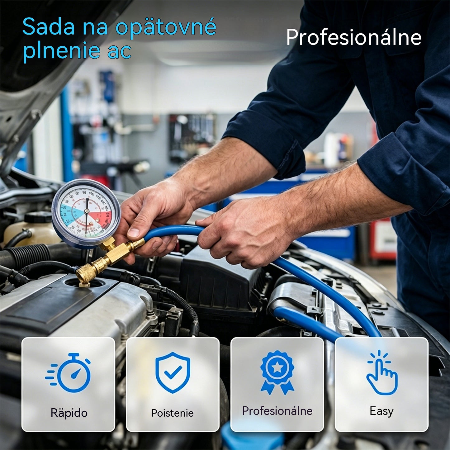 🔧❄️ Použijte tlakoměr k doplnění chladiva R134a do vaší klimatizace Hope – těsné, snadno čitelné, vhodné pro klimatizace do osobních i nákladních automobilů i domácností – bezpečné a samoplnicí 🚗