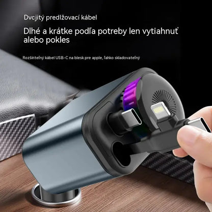 🚗Nabíjačka do auta⚡Nabíja o 200 % rýchlejšie * Vstavaný navíjací kábel * Super rýchle nabíjanie 120 W * Ambientné svetlo s efektom dýchania