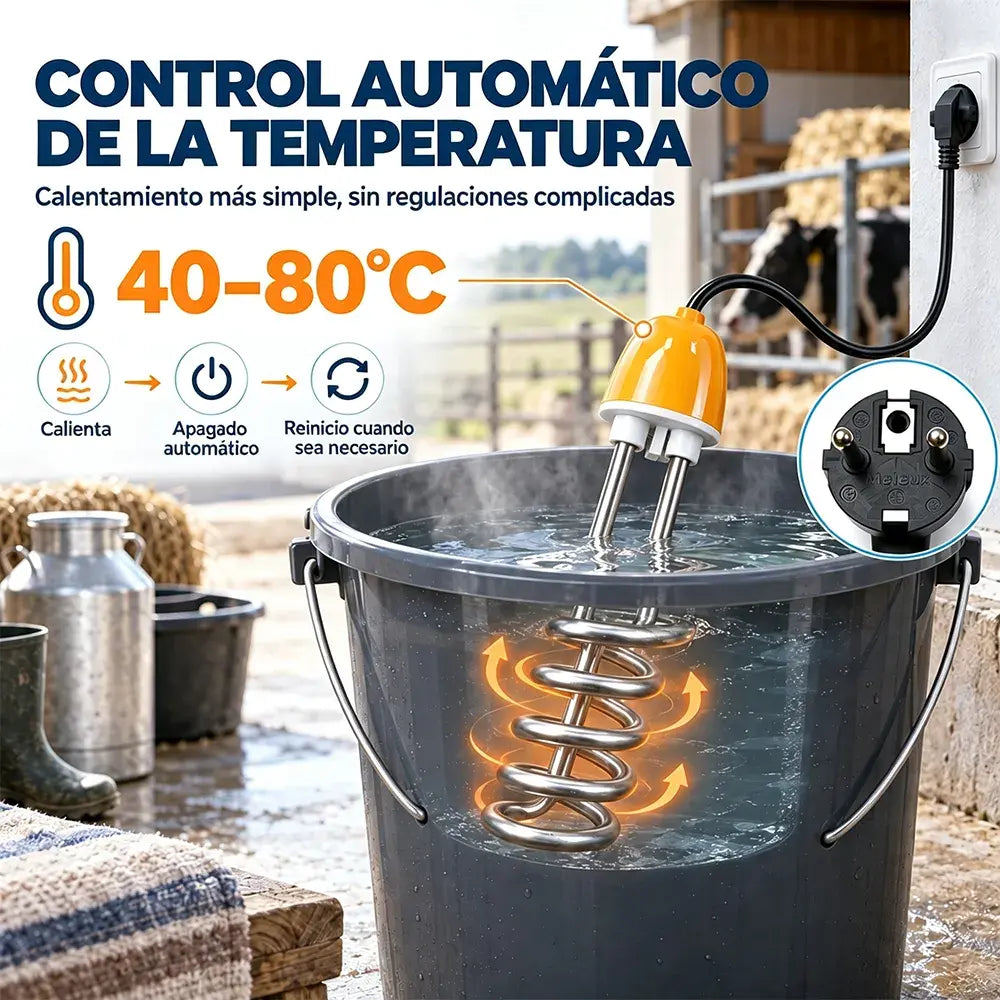 Calentador de agua por inmersión de 1500 W y 220 V para camping y cubos de agua