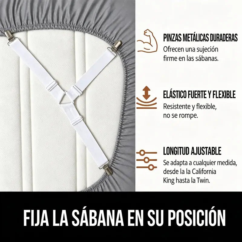 【4 piezas】Sujetadores ajustables para sábanas y edredones