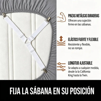 【4 piezas】Sujetadores ajustables para sábanas y edredones