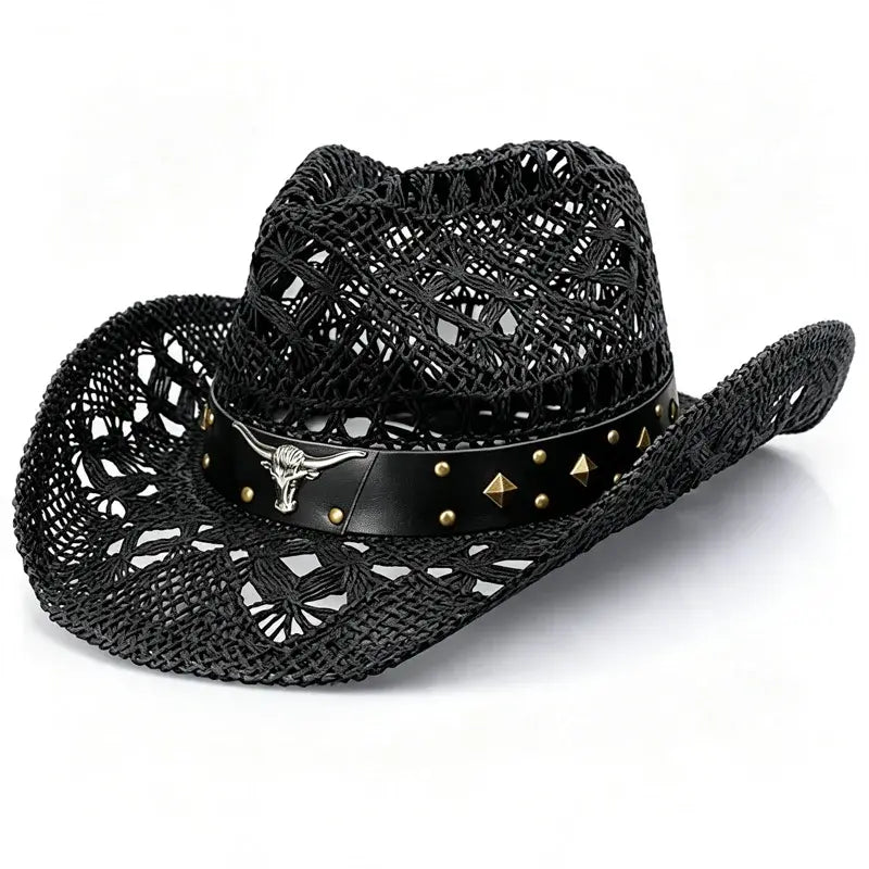 Sombrero de paja tejido de vaquero del Oeste