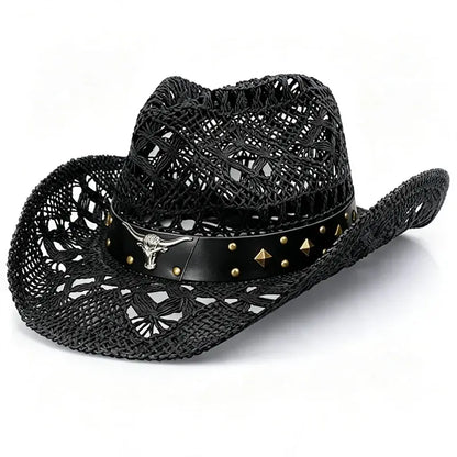 Sombrero de paja tejido de vaquero del Oeste