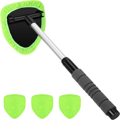 🎁【2 piezas de plástico triangulares + 8 fundas de tela】Kit de limpieza de parabrisas de coche - extensible y giratorio 180°