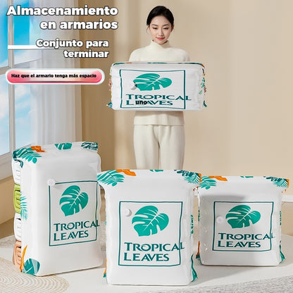 🧳【Juego de 5 piezas】💨 Bolsa de almacenamiento al vacío grande y compresible: no requiere bomba, es a prueba de fugas e ideal para ahorrar espacio en maletas y en casa ✈️
