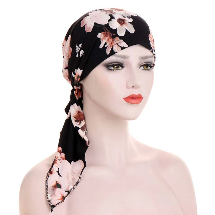 👒 ¡50% DE DESCUENTO POR TIEMPO LIMITADO! ✨ Turbante con estampado floral para mujer, preanudado – Suave, elástico y versátil 🌸