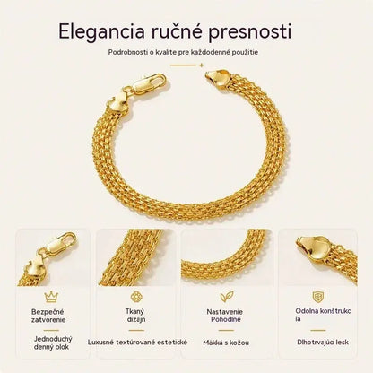 ✨ Využite teraz 50% zľavu! 💛 Široký tkaný sieťovaný náramok: mohutné články, elegantný a trblietavý 🎀