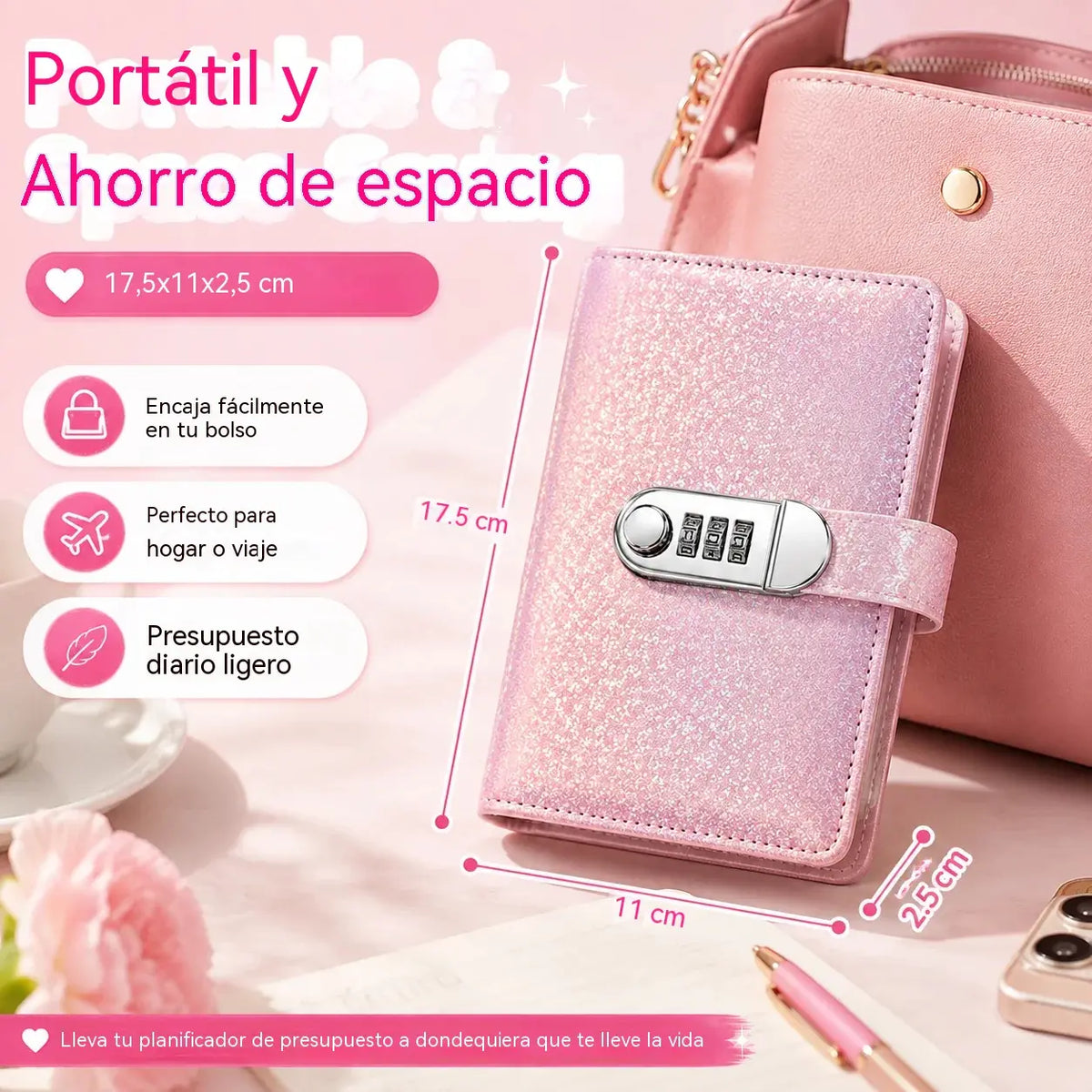 ✨ Carpeta de ahorros SparkleLock 💖 Cartera para ahorrar dinero