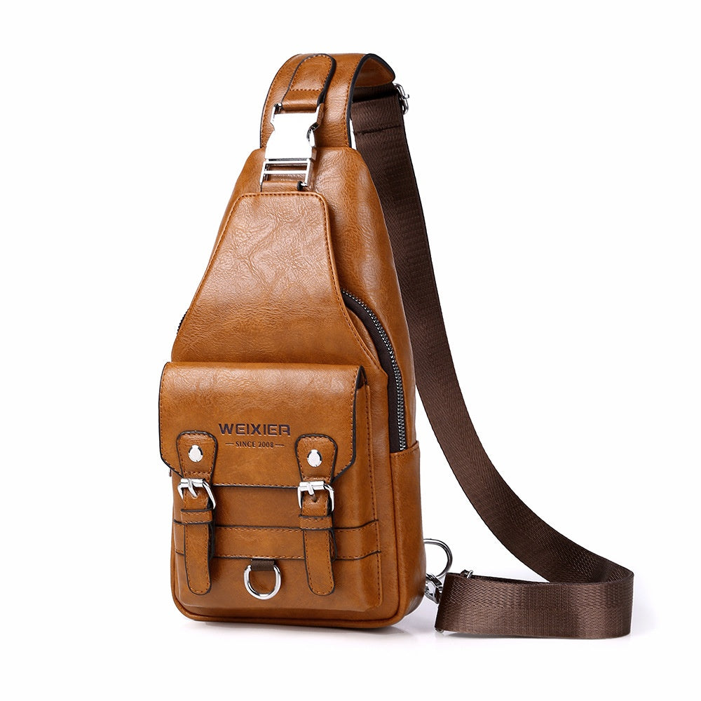 Nuevo bolso cruzado de cuero auténtico para hombre