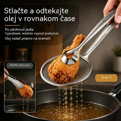 Kliešte na potraviny a oddeľovač oleja 2 v 1 z nehrdzavejúcej ocele