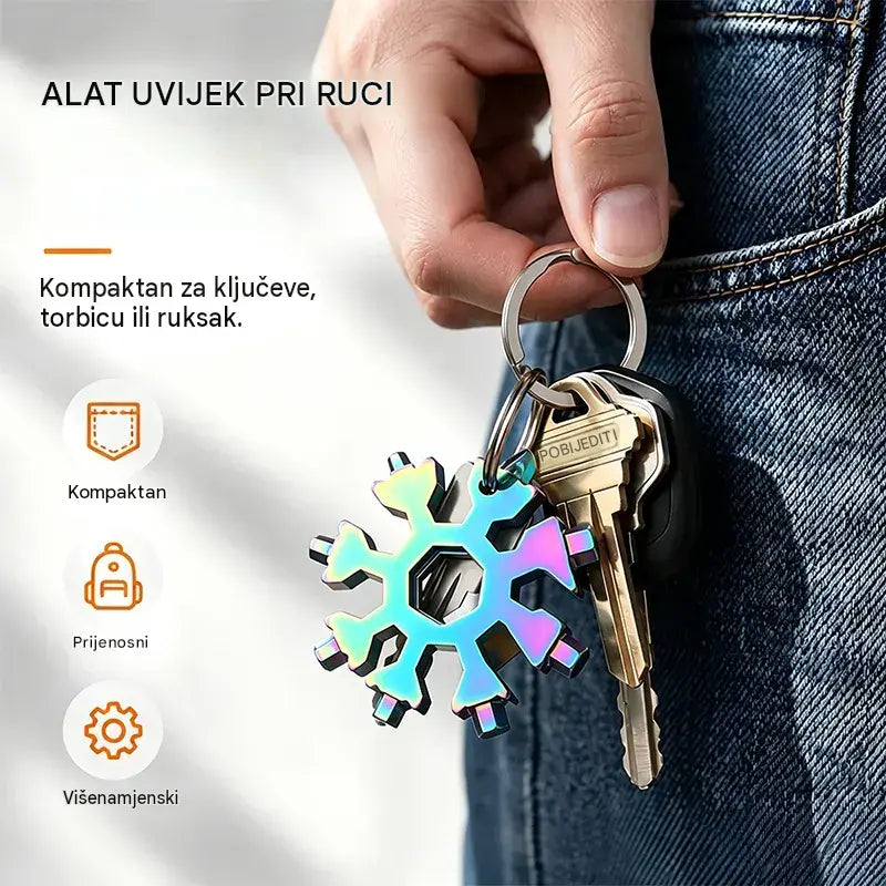 【4 komada 22€】❄️Najprodavaniji 18-u-1 prijenosni višenamjenski ključ od nehrđajućeg čelika u obliku pahuljice