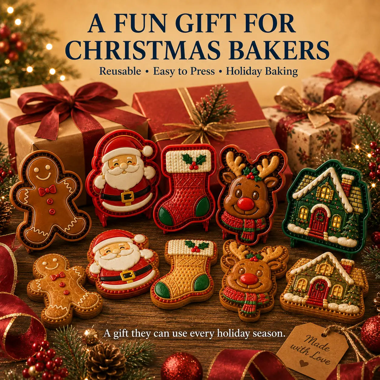 ⌛【1 set od 3 komada 23 eura】 🥧🎄Kolekcija mini kalupa za božićne torte s 9 dizajna | 🫎Kalupi za višekratnu upotrebu s reljefom za oblikovanje detaljnih božićnih torti u obliku Djeda Mraza, Snjegovića, soba i božićnog drvca⛄