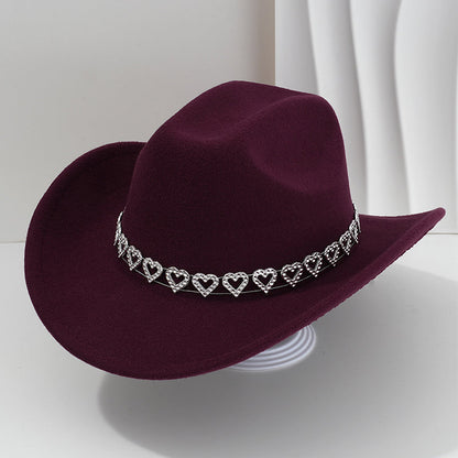 👑✨Sombrero vaquero con corazones de strass | Elegante y fácil de combinar