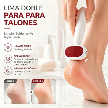 ⏰🔥 2 herramientas para pedicura + 4 cuchillas de repuesto 🏆 Raspador de pies de doble cara para eliminar callos ✨🦶