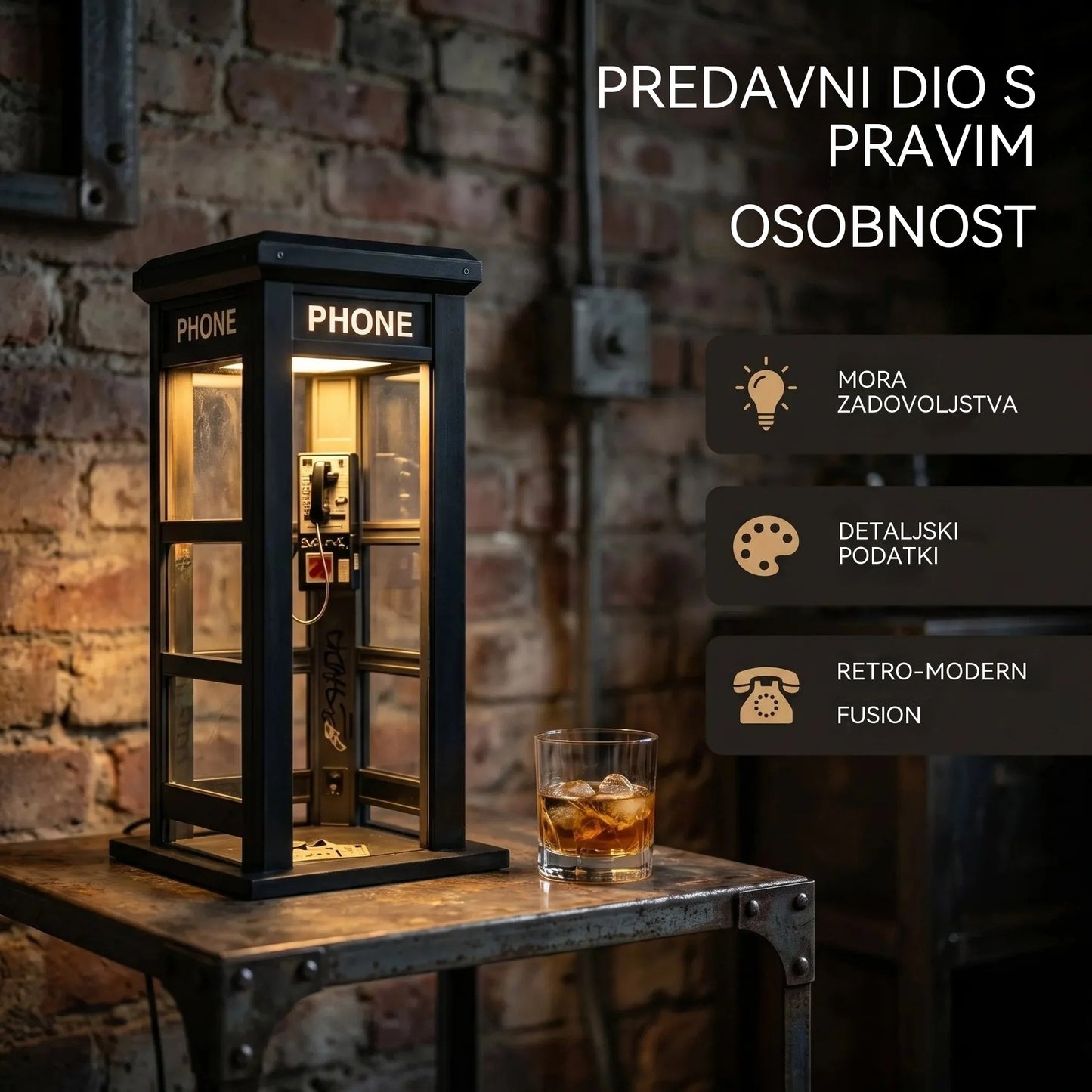 ✨⏰ Ambijentalna rasvjeta u obliku retro telefonske govornice u ograničenom izdanju: Nostalgičan dizajn koji stvara toplu i privlačnu atmosferu.💡📞