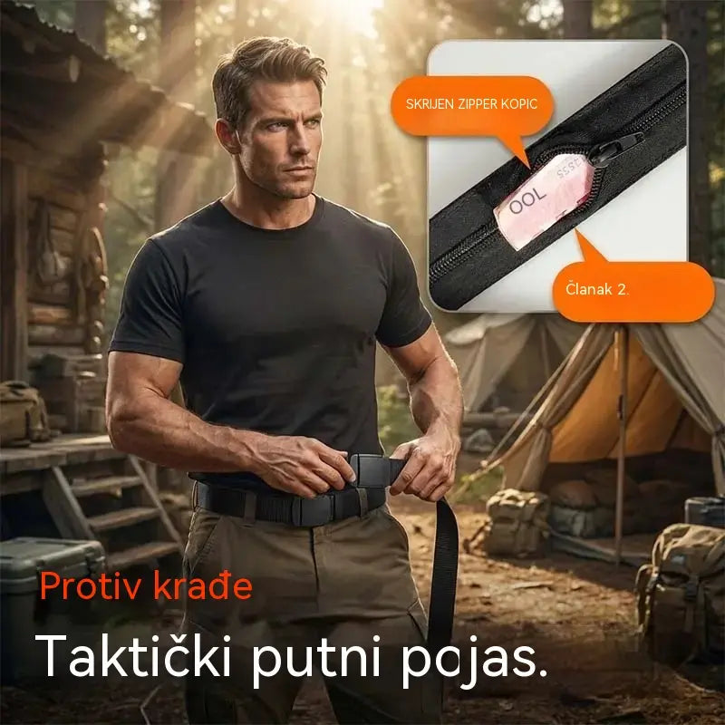 🔥【Duljina: 130 cm】Taktički putni pojas sa skrivenim džepom za novac