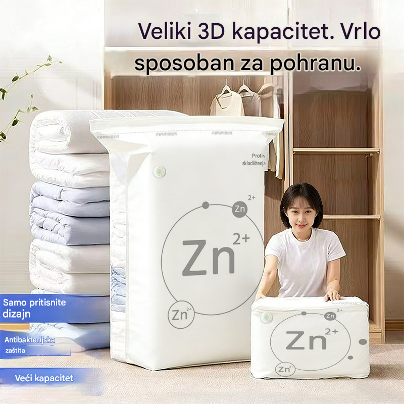 🧳【Set od 5 dijelova】💨 Velika, stlačiva vakuumska vrećica za pohranu: nije potrebna pumpa, nepropusna je i idealna za uštedu prostora u koferima i kod kuće ✈️