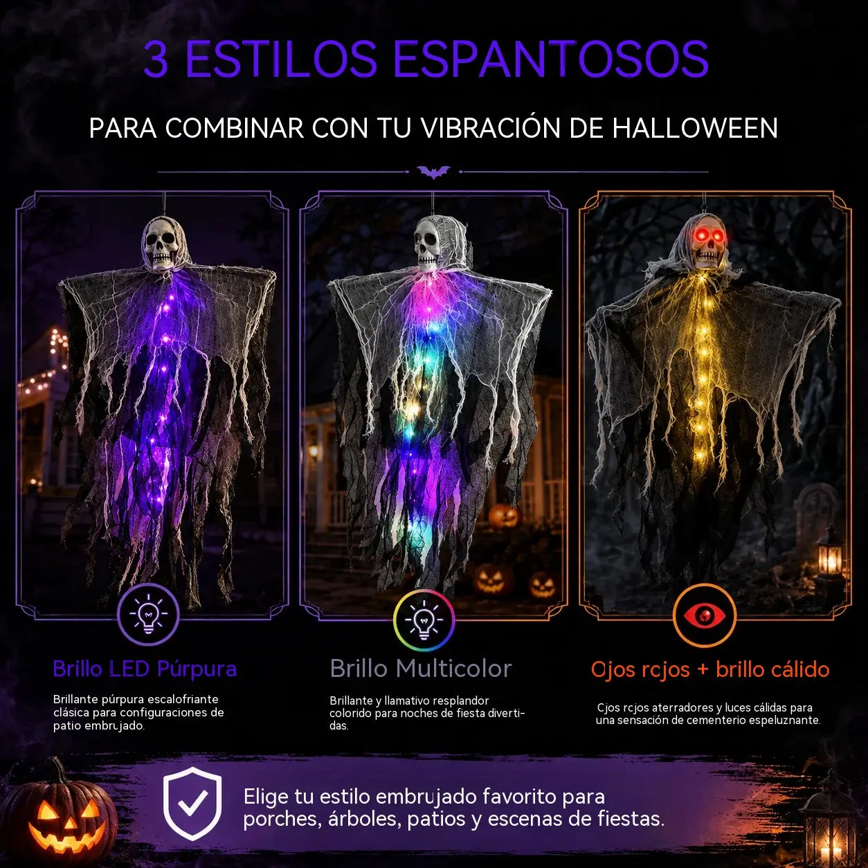 🎃🎃Fantasma colgante de Halloween con luces LED