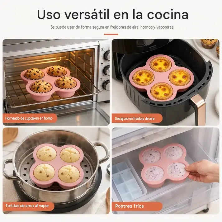 📢📢 2 piezas 24€ ⏰Molde de silicona cilíndrico y redondo de 4 cavidades (4 pulgadas) para repostería creativa: ideal para tartas arcoíris y pizzas.