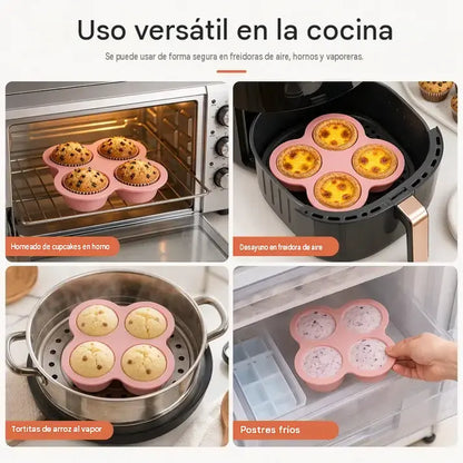 📢📢 2 piezas 24€ ⏰Molde de silicona cilíndrico y redondo de 4 cavidades (4 pulgadas) para repostería creativa: ideal para tartas arcoíris y pizzas.