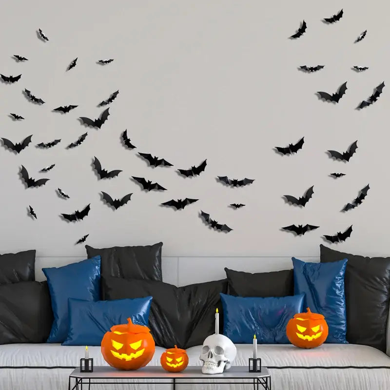 [12 luces LED para murciélagos] 26 euros🚨🚨Fiesta de Halloween con arañas y murciélagos en 3D y luces LED intermitentes.
